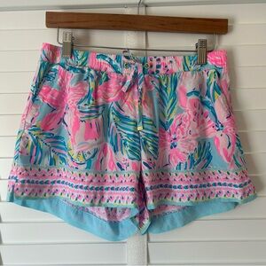 Lilly Pulitzer Shorts Katia Pink Blue Floral Tropical Small